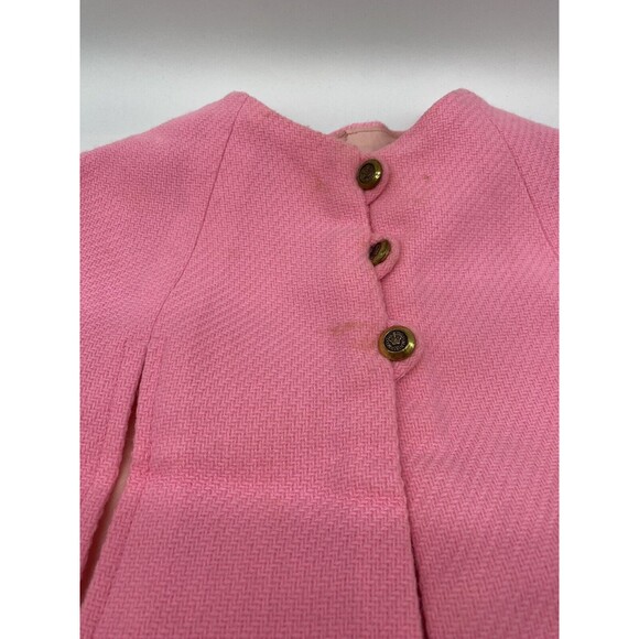 Adorable Pink Little Girls Cape w￼/ 3 Buttons Arm holes 18” Long 1960s Poncho - Picture 10 of 16
